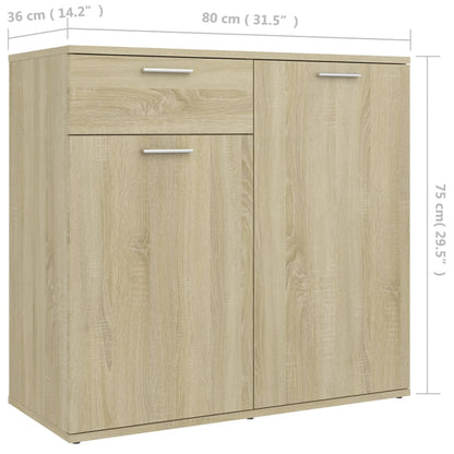 Credenza Rovere Sonoma 80x36x75 cm in Legno Multistrato - homemem39