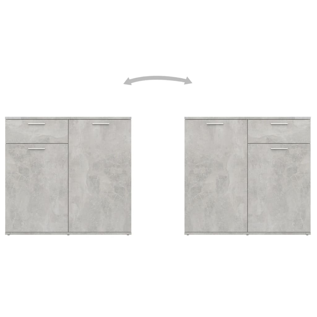 Credenza Grigio Cemento 80x36x75 cm in Legno Multistrato