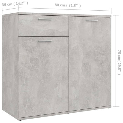 Credenza Grigio Cemento 80x36x75 cm in Legno Multistrato - homemem39