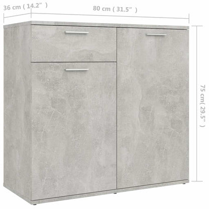 Credenza Grigio Cemento 80x36x75 cm in Legno Multistrato