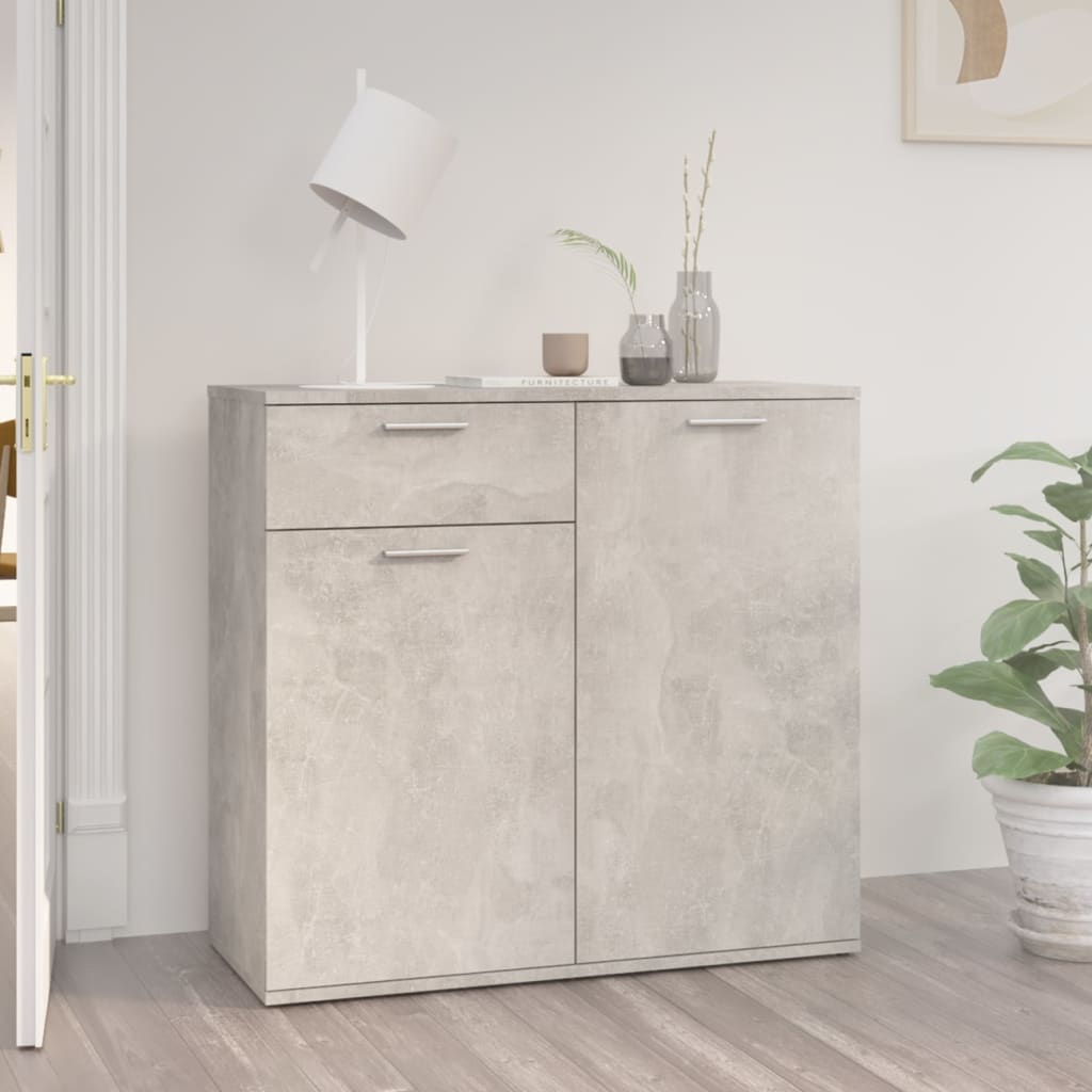 Credenza Grigio Cemento 80x36x75 cm in Legno Multistrato - homemem39