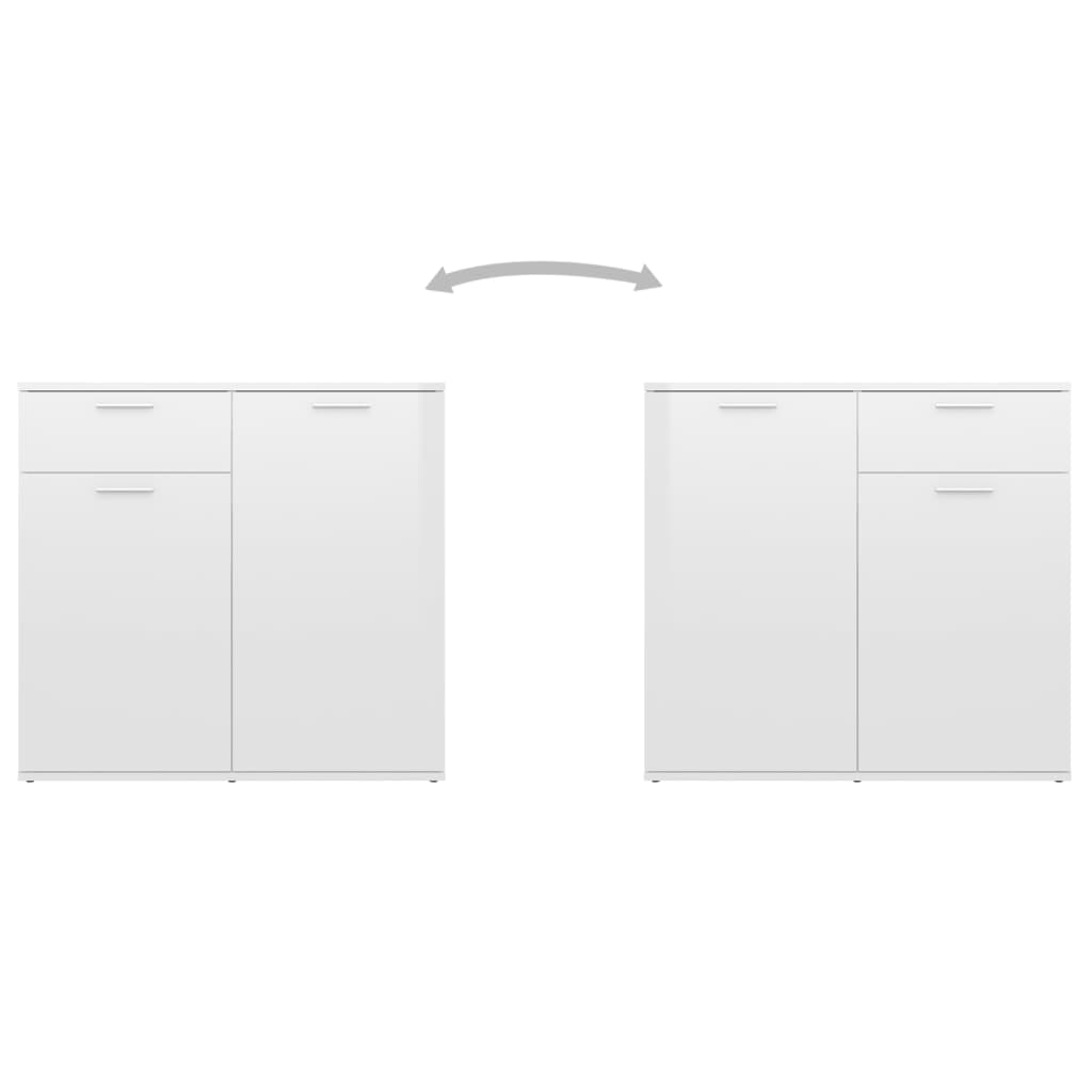 Credenza Bianco Lucido 80x36x75 cm in Legno Multistrato