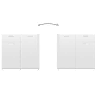 Credenza Bianco Lucido 80x36x75 cm in Legno Multistrato