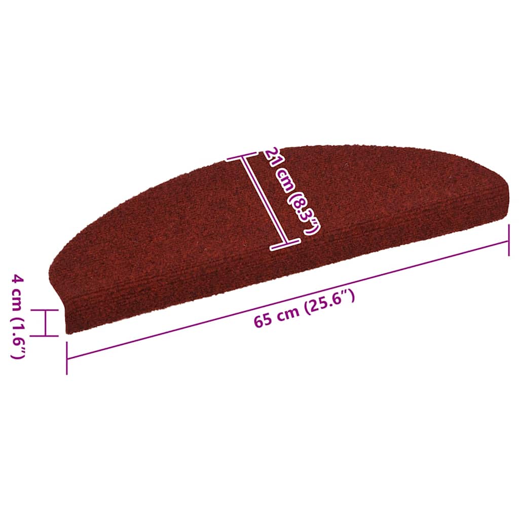 Tappetini per scale autoadesivi 5 pz 65x21x4 cm Bordeaux Rosso Semicircolari Grandi - homemem39