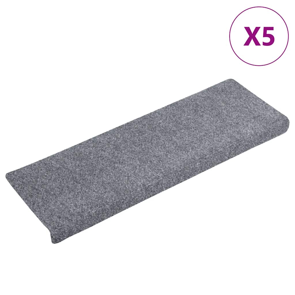Tappetini per scale autoadesivi 5 pz 65x21x4 cm Grigio chiaro bordo rettangolare - homemem39