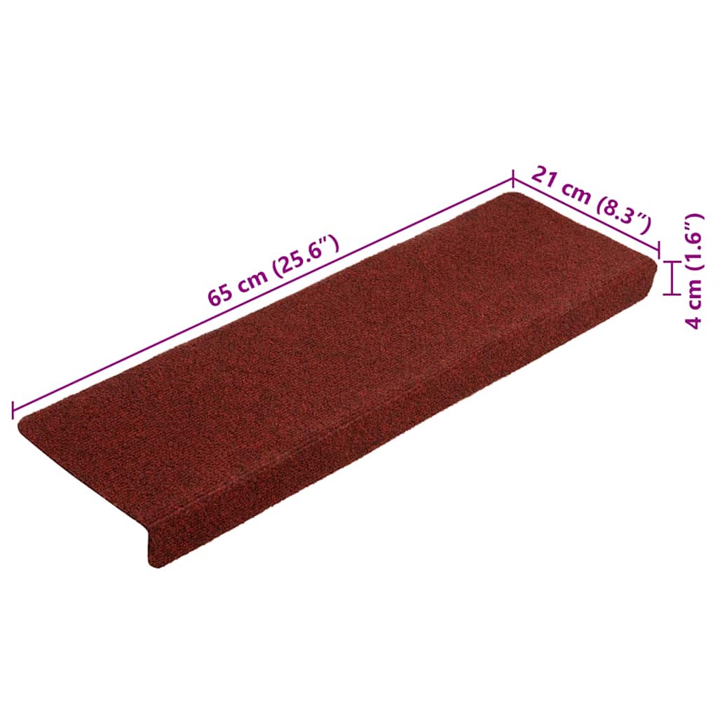 Tappetini per scale autoadesivi 5 pz 65x21x4 cm Bordeaux Rosso Bordo rettangolare - homemem39