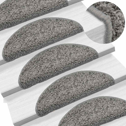 Tappetini per scale 10 pz 56x17x3 cm Grigio Semicircolari | homemem39