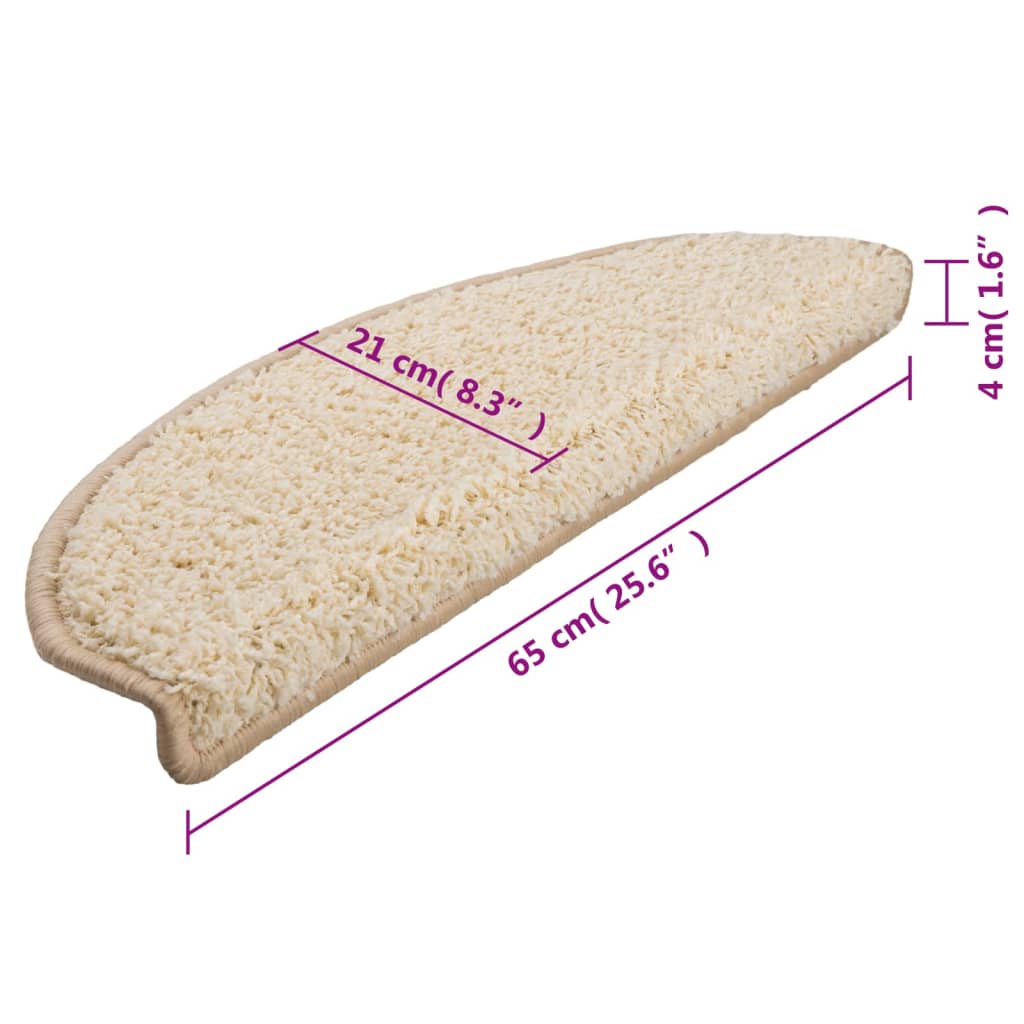 Tappetini per scale 10 pz 65x21x4 cm Crema Semicircolari Grandi