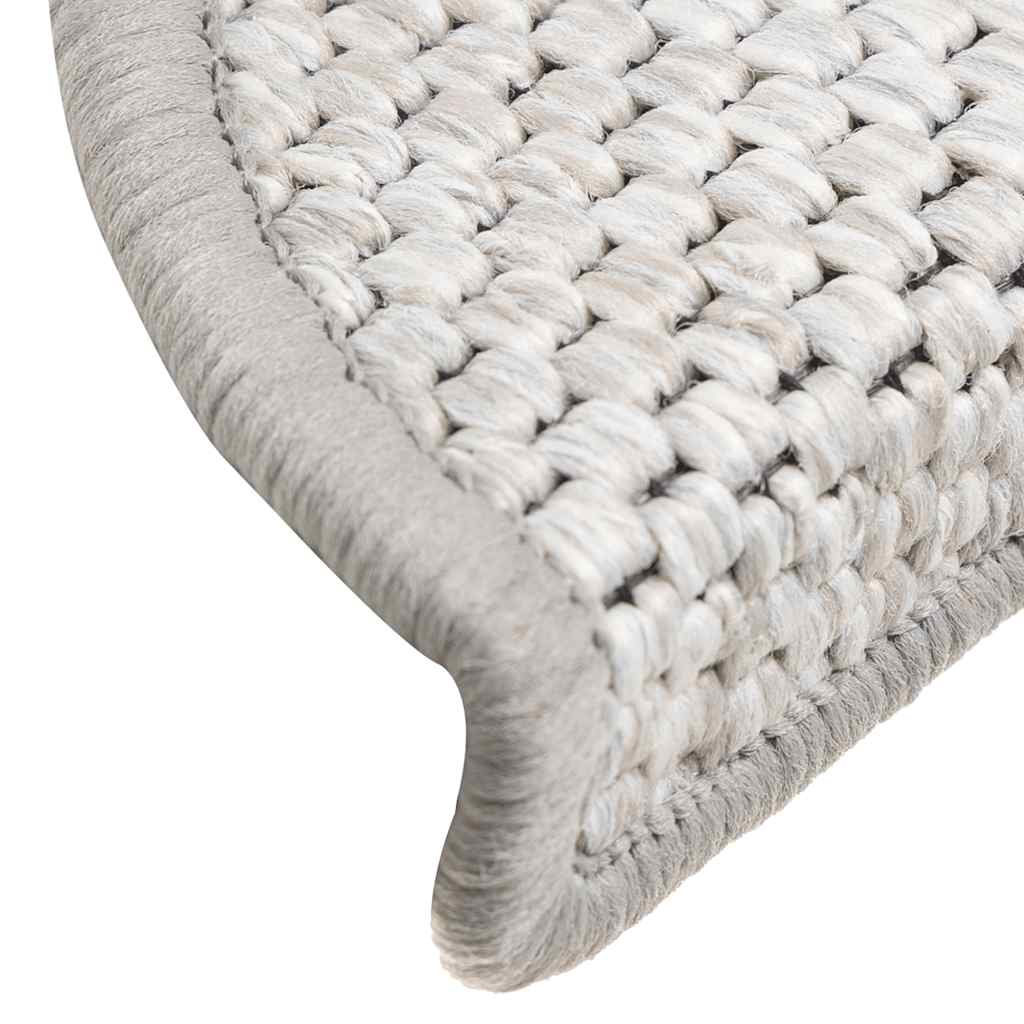 Tappeti Adesivi Scale Aspetto Sisal 15 pz 56x17x3 cm Platino | homemem39