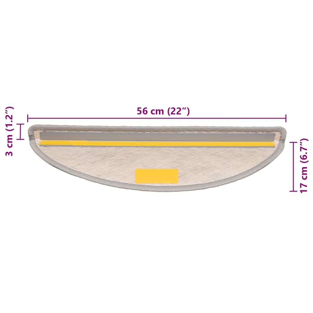 Tappeti Adesivi Scale Aspetto Sisal 15 pz 56x17x3 cm Platino | homemem39