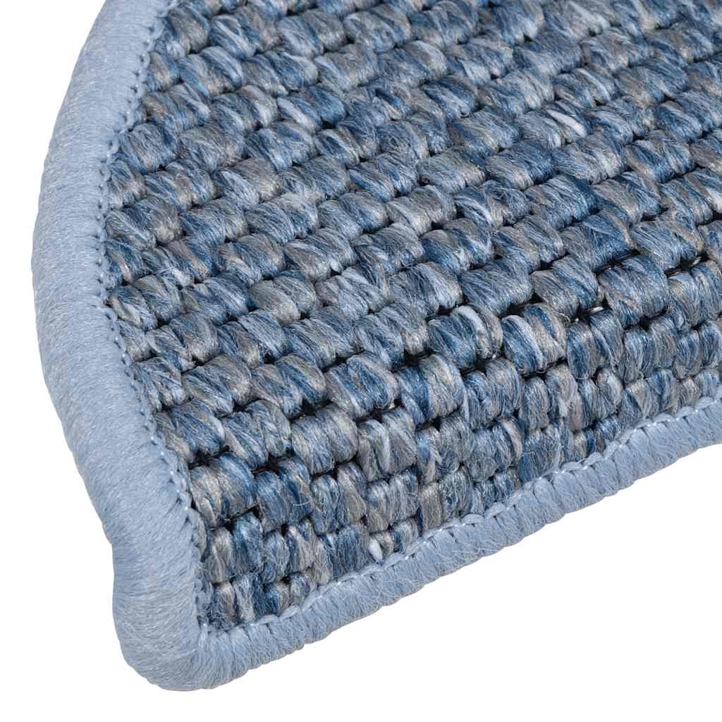 Tappeti Autoadesivi per Scale Aspetto Sisal 15pz 56x17x3 cm Blu