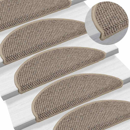 Tappeti Adesivi Scale Aspetto Sisal 15 pz 56x17x3cm Beige Scuro | homemem39