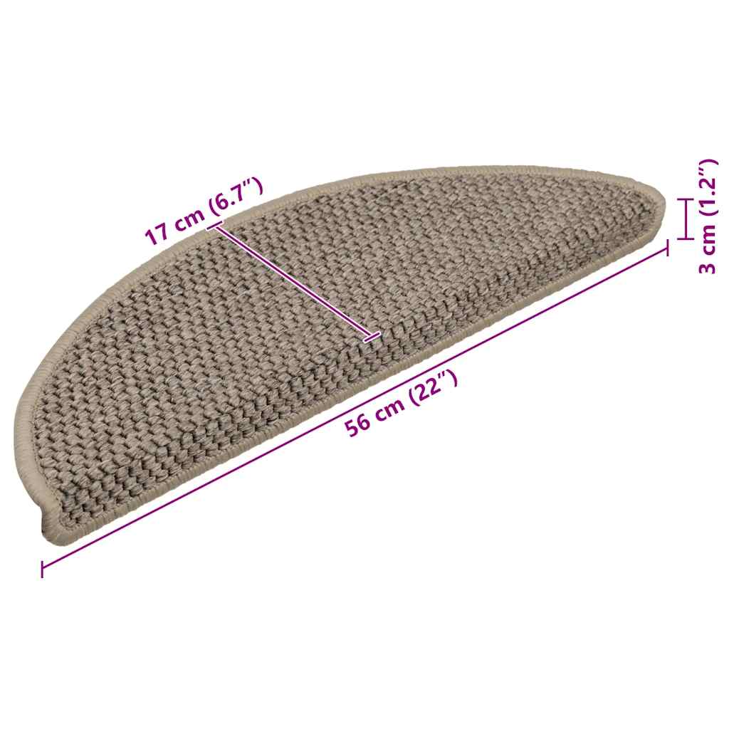 Tappeti Adesivi Scale Aspetto Sisal 15 pz 56x17x3cm Beige Scuro | homemem39