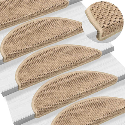 Tappeti Autoadesivi Scale Aspetto Sisal 15 pz 56x17x3 cm Sabbia | homemem39