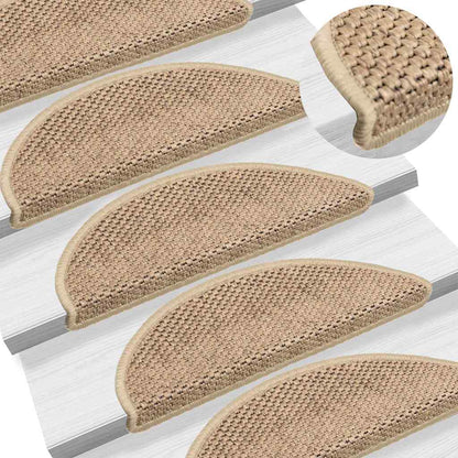 Tappeti Autoadesivi Scale Aspetto Sisal 15 pz 56x17x3 cm Sabbia