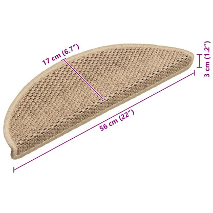 Tappeti Autoadesivi Scale Aspetto Sisal 15 pz 56x17x3 cm Sabbia