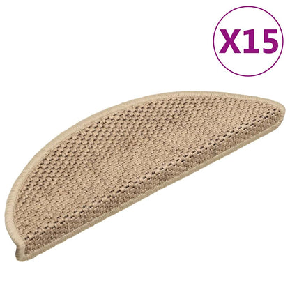 Tappeti Autoadesivi Scale Aspetto Sisal 15 pz 56x17x3 cm Sabbia