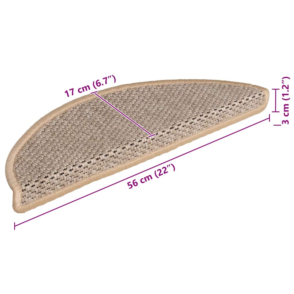 Tappeti Adesivi Scale Aspetto Sisal 15pz 56x17x3cm Beige Chiaro | homemem39