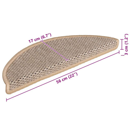 Tappeti Adesivi Scale Aspetto Sisal 15pz 56x17x3cm Beige Chiaro | homemem39
