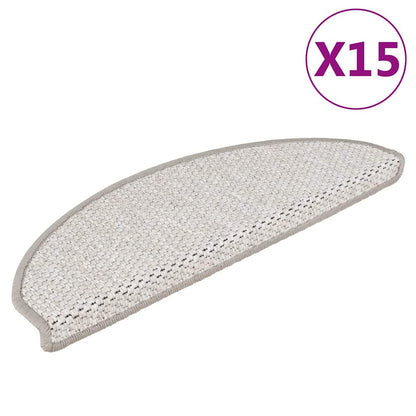 Tappeti Autoadesivi Scale Aspetto Sisal 15 pz 65x21x4cm Platino