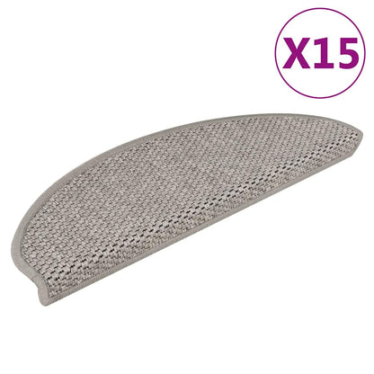 Tappeti Autoadesivi Scale Aspetto Sisal 15 pz 65x21x4cm Argento