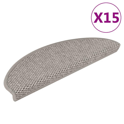 Tappeti Autoadesivi Scale Aspetto Sisal 15 pz 65x21x4cm Argento