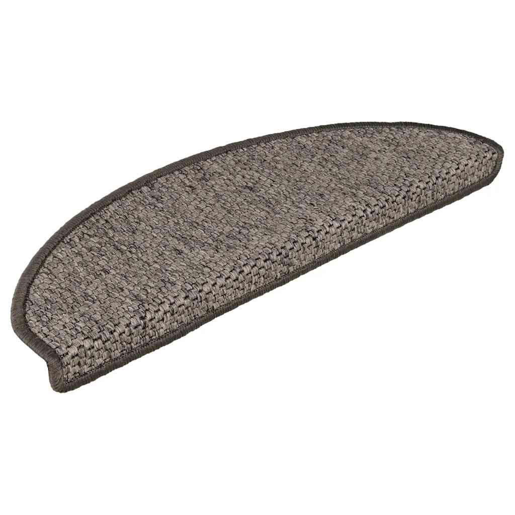Tappeti Adesivi per Scale Sisal 15pz 65x21x4cm Grigio e Beige | homemem39