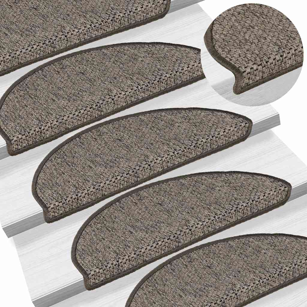 Tappeti Adesivi per Scale Sisal 15pz 65x21x4cm Grigio e Beige | homemem39