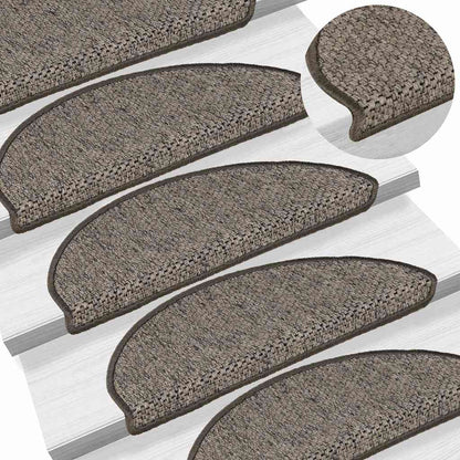 Tappeti Adesivi per Scale Sisal 15pz 65x21x4cm Grigio e Beige | homemem39