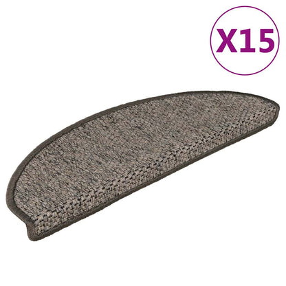 Tappeti Adesivi per Scale Sisal 15pz 65x21x4cm Grigio e Beige