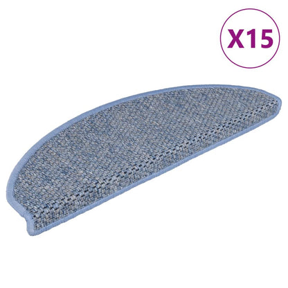 Tappeti Autoadesivi Scale Aspetto Sisal 15 pz 65x21x4 cm Blu