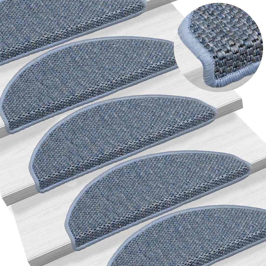 Tappeti Autoadesivi Scale Aspetto Sisal 15 pz 65x21x4 cm Blu