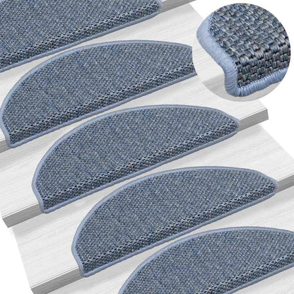 Tappeti Autoadesivi Scale Aspetto Sisal 15 pz 65x21x4 cm Blu