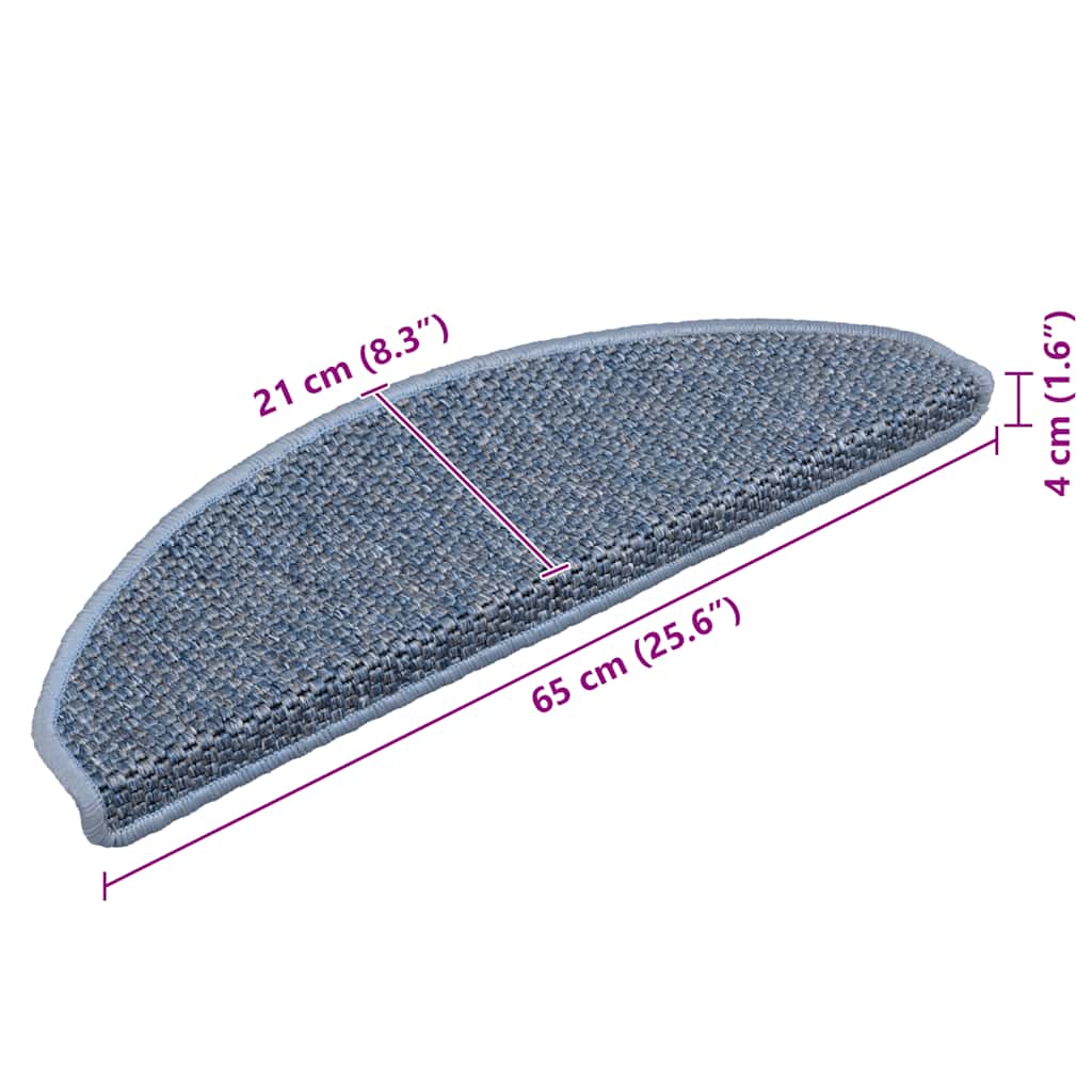 Tappeti Autoadesivi Scale Aspetto Sisal 15 pz 65x21x4 cm Blu