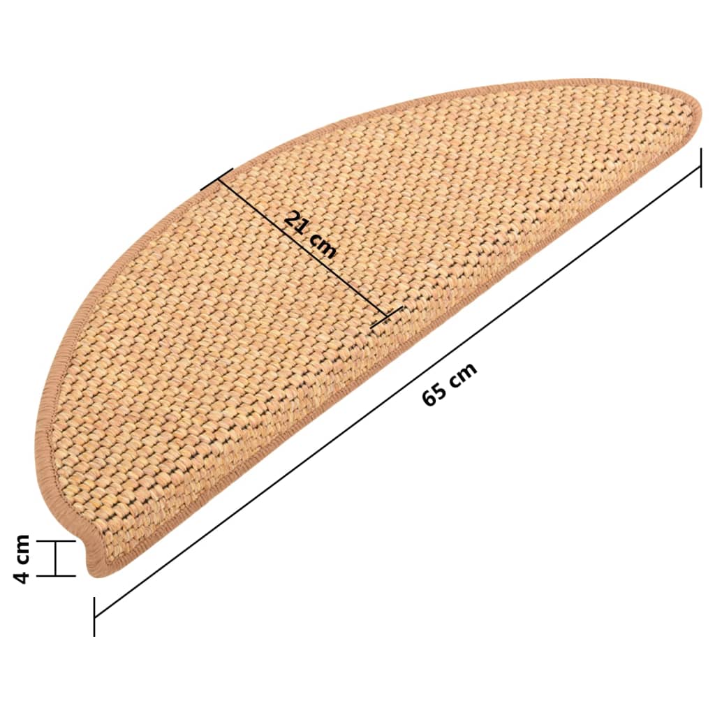 Tappeti Autoadesivi Scale Aspetto Sisal 15pz 65x21x4 Sisal - homemem39