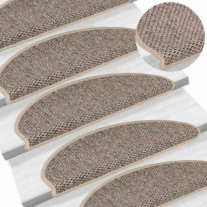 Tappeti Adesivi Scale Aspetto Sisal 15 pz 65x21x4cm Beige Scuro | homemem39