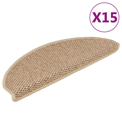 Tappeti Autoadesivi Scale Aspetto Sisal 15 pz 65x21x4 cm Sabbia