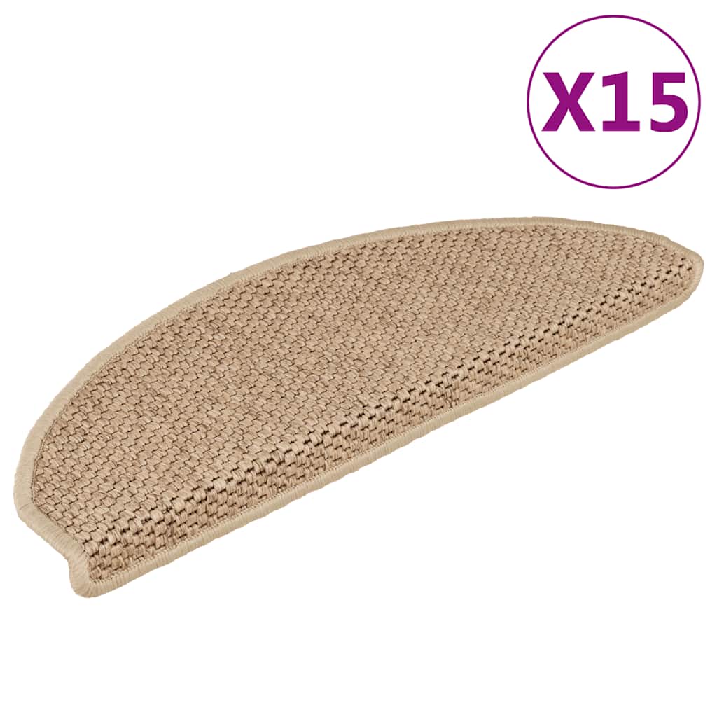 Tappeti Autoadesivi Scale Aspetto Sisal 15 pz 65x21x4 cm Sabbia