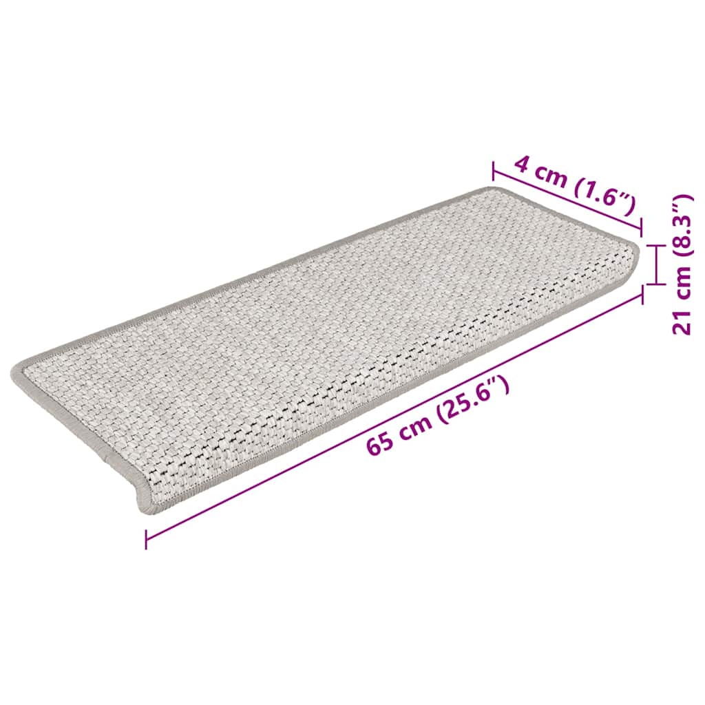 Tappeti Autoadesivi Scale Aspetto Sisal 15 pz 65x21x4cm Platino | homemem39
