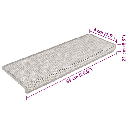 Tappeti Autoadesivi Scale Aspetto Sisal 15 pz 65x21x4cm Platino