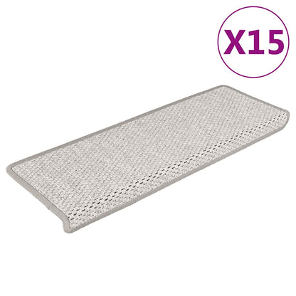 Tappeti Autoadesivi Scale Aspetto Sisal 15 pz 65x21x4cm Platino