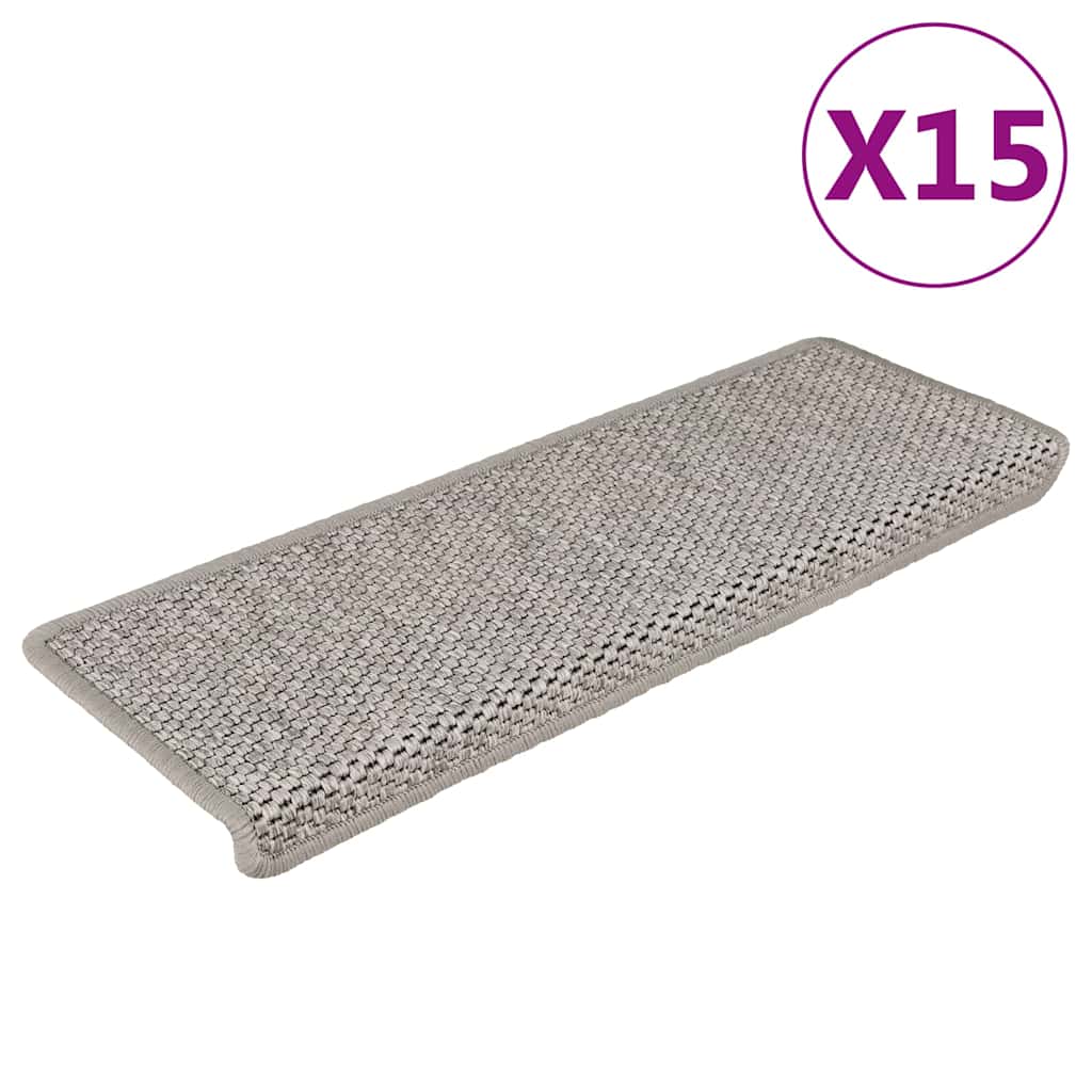 Tappeti Autoadesivi Scale Aspetto Sisal 15 pz 65x21x4cm Argento
