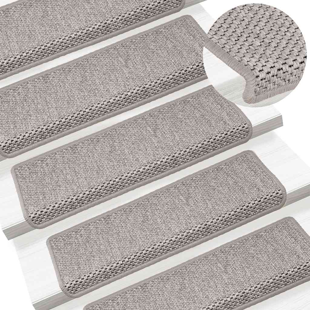 Tappeti Autoadesivi Scale Aspetto Sisal 15 pz 65x21x4cm Argento | homemem39