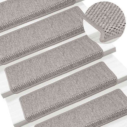 Tappeti Autoadesivi Scale Aspetto Sisal 15 pz 65x21x4cm Argento
