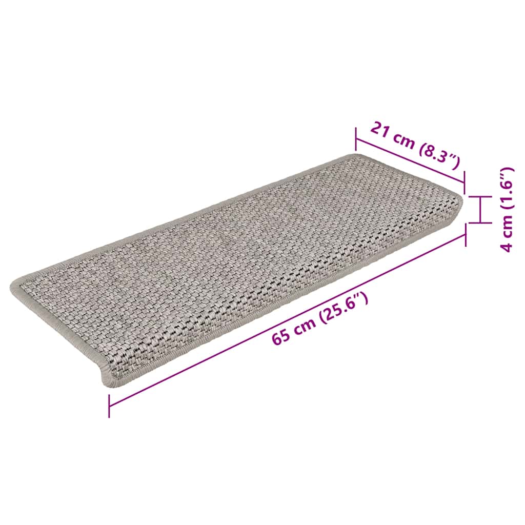 Tappeti Autoadesivi Scale Aspetto Sisal 15 pz 65x21x4cm Argento | homemem39