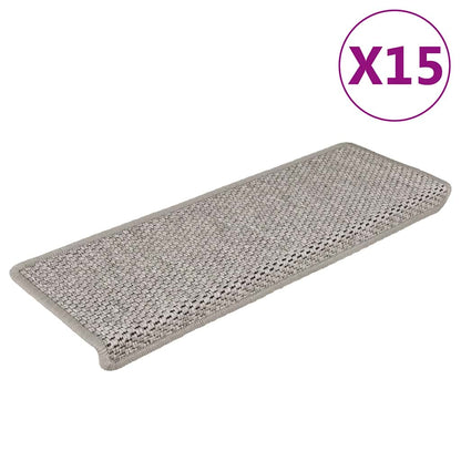 Tappeti Autoadesivi Scale Aspetto Sisal 15 pz 65x21x4cm Argento