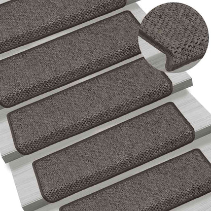 Tappeti Autoadesivi Scale Sisal 15 pz 65x21x4 cm Grigio e Beige | homemem39