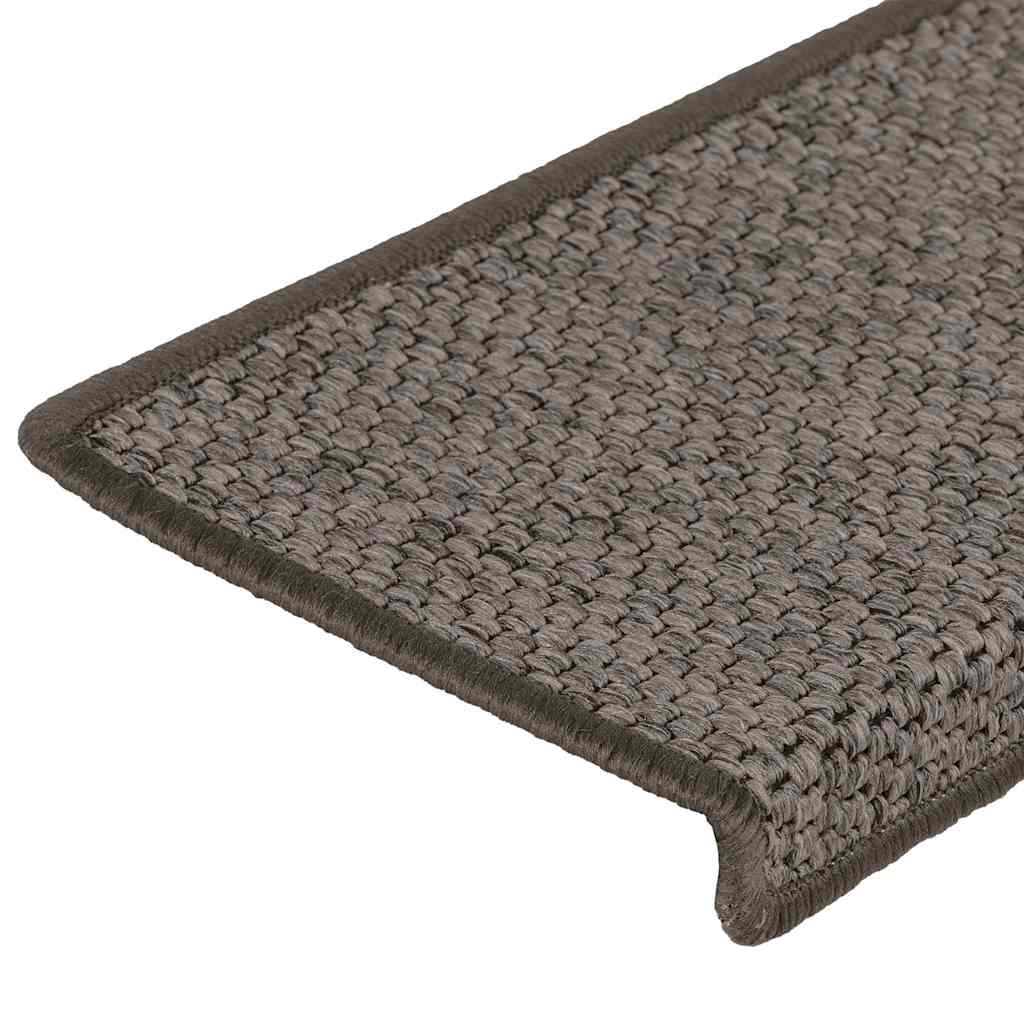 Tappeti Autoadesivi Scale Sisal 15 pz 65x21x4 cm Grigio e Beige