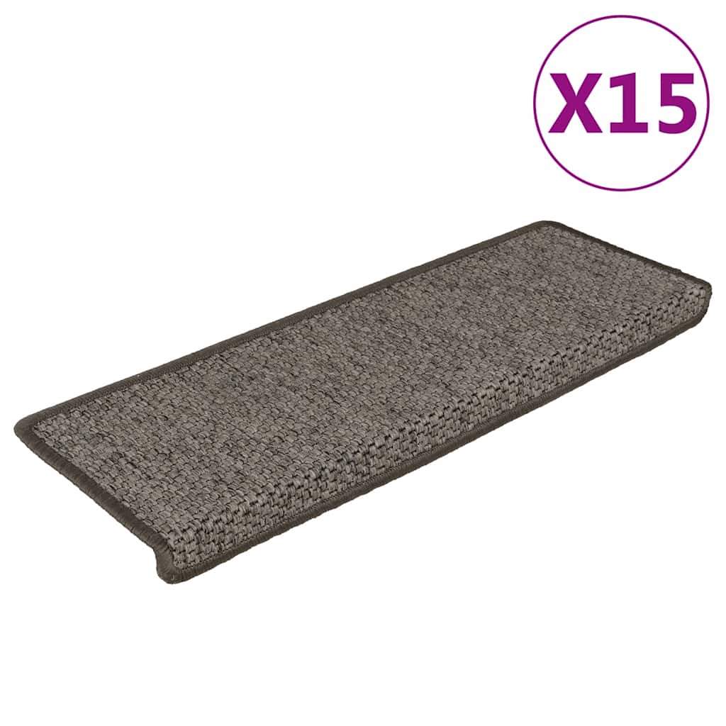 Tappeti Autoadesivi Scale Sisal 15 pz 65x21x4 cm Grigio e Beige