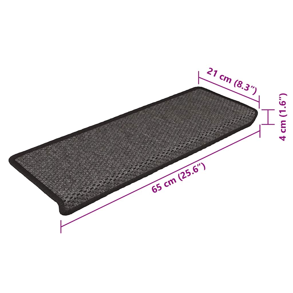Tappeti Autoadesivi Scale Aspetto Sisal 15pz 65x21x4 Antracite | homemem39